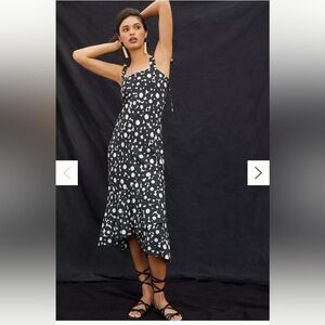 Hutch Flounced Shoulder-Tie Midi Dress